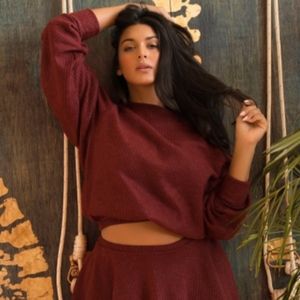 Rue 107 Dominique top, XL, in the color Vino